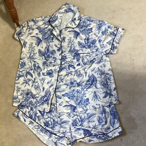 Floral Blue and White Pajama Set